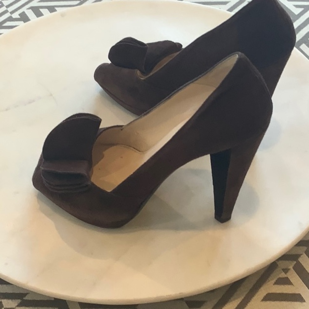 ❤️ PRADA BROWN SUEDE PLATFORM HEELS SIZE 7. - Picture 5 of 9